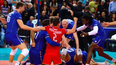 Frankrike firar finalplats i volleybolls-EM 2015.