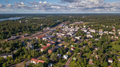Flygbild över Karis centrum.