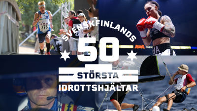 Svenskfinlands 50 största idrottshjältar-bild med Mårten Boström, Marcus Grönholm, Eva Wahlström och Thomas Johanson.