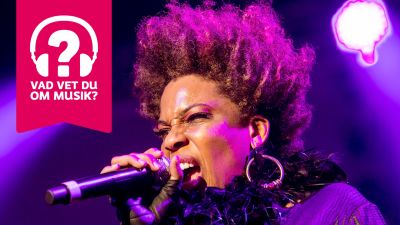 Macy Gray sjunger i en mikrofon som hon håller i handen.