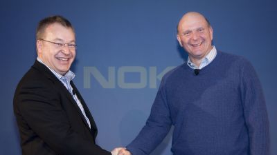 Nokias vd Stephen Elop och Microsofts vd Steve Ballmer presenterade samarbetet i London i februari