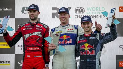 Niclas Grönholm, Johan Kristoffersson och Timmy Hansen.