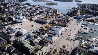 Flygfotografi av Senatstorget maj 2020.