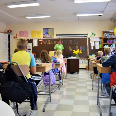 Klassrummet i Lappvik skola i Hangö.