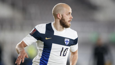 Teemu Pukki MM-karsintaottelussa Olympiastadionilla 24.3.2021.