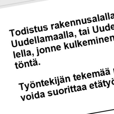 Kuvakaappaus YIT:n lomakkeesta.