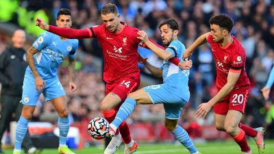 Närkamp i matchen mellan Liverpool och Man City.