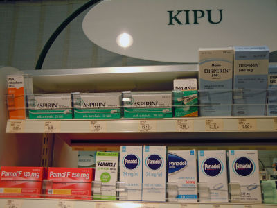 värkmedicin hylla i apotek