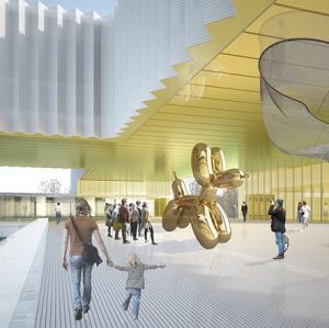 Jeff Koonsin veistos Balloon Dog Guggenheim-kilpailuehdotuksessa