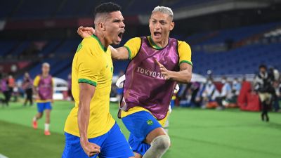 Brasilien firar i OS-fotbollen.