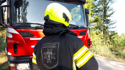 Brandman från österbottens räddningsverk.