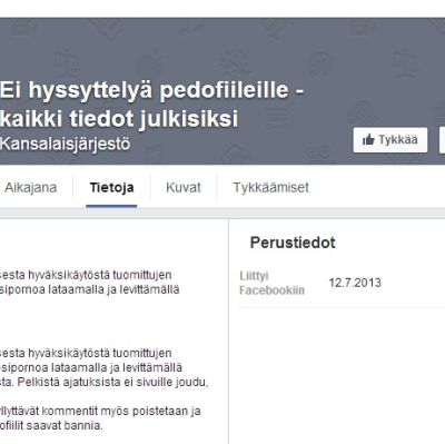 Facebooksida som offentliggör dömda sexualförbrytare