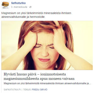 Kuvakaappaus Safkatutkan Facebook-päivityksestä
