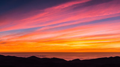 Solnedgång över Stilla havet, Paranal, Chile.