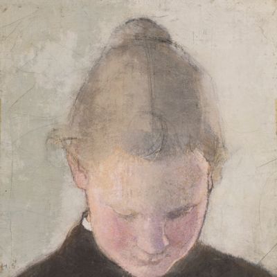 Kuva Helene Schjerfbeckin öljymaalauksesta Lukeva tyttö (1910-luku)