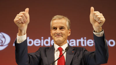 Det norska Arbeiderpartiets ledare Jonas Gahr Støre under valvakan efter kommunalvalet i september 2015.