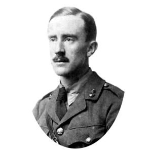 Kuvassa J. R. R. Tolkien sotilasasussaan vuodelta 1916