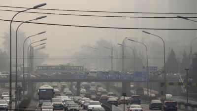 Smog över Peking.