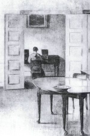 Vilhelm Hammershøi, Interiör, 1908, teckning, Den Hirschsprungske Samling, Köpenhamn Hammershøi, Interiör, 1908, teckning, Den Hirschsprungske Samling, Köpenhamn
