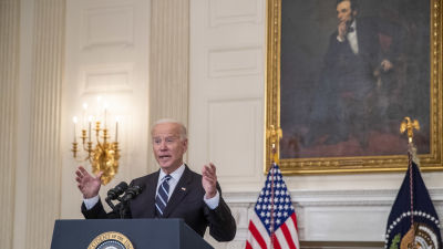 USA:s president Joe Biden håller tal.