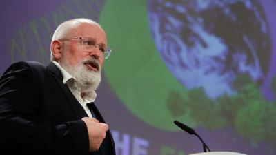 EU:s viceordförande, klimatkommissionären Frans Timmermans under EU-kommissionens presskonferens den 14 juli 2021.