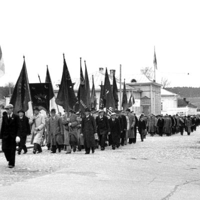 Första maj-marsch i borgå, 1950