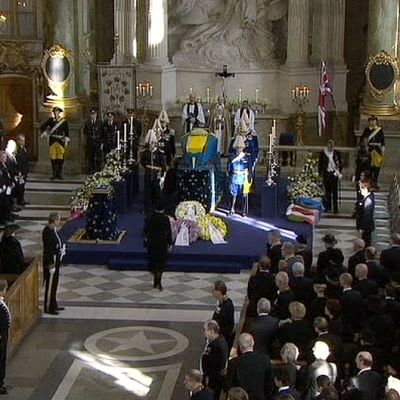 Prinsessa Lilianin hautajaiset Tukholman linnan kirkossa.