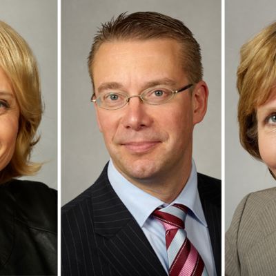 Päivi Räsänen, Stefan Wallin ja Anna-Maja Henriksson.