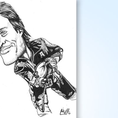 Karikatyyri Teemu Selänteestä.