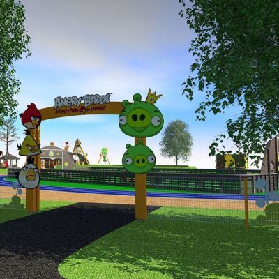 Havainnekuva Konttisenpuiston Angry Birds -puistosta