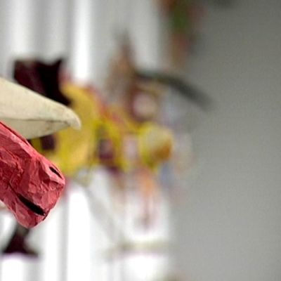 Kuvataiteilija Veikko Hirvimäen teoksia esillä Jyväskylän taidemuseolla kesäkuussa 2015.