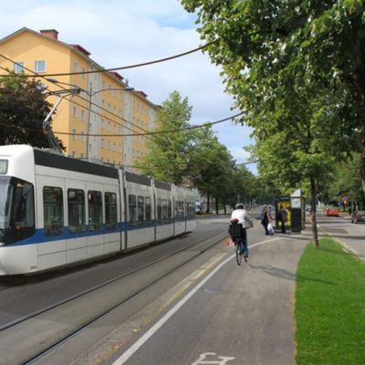 Havainnekuva raitiovaunusta Tampereen Kalevassa