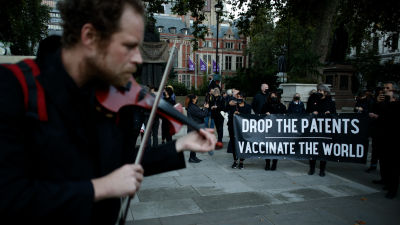 Demonstration till stöd för vaccin till fattiga