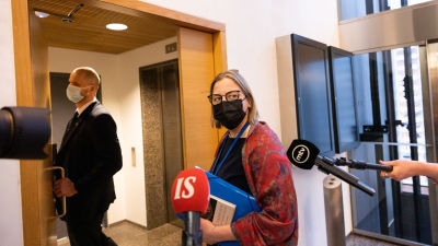 Tytti Yli-Viikari anländer för att höras av stora utskottet.