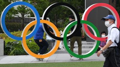 Olympiska ringarna i Tokyo.