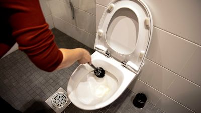 WC-istuinta pestään vessaharjalla.