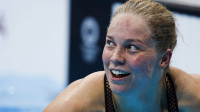 Fanny Teijonsalo efter simlopp.