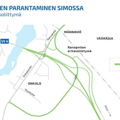Kartta: Ranuantien eritasoliittymä