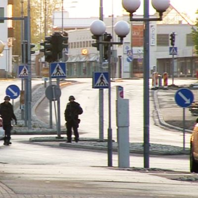 Polisen spärrade av centrum
