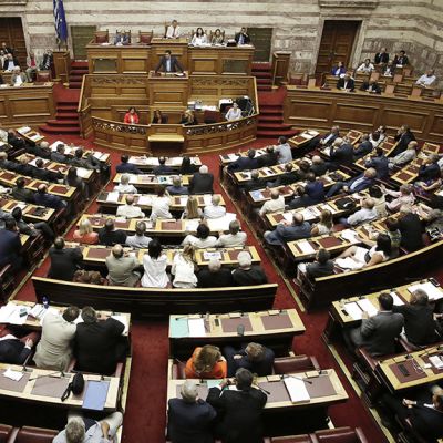 Kreikan parlamentin istuntosali.