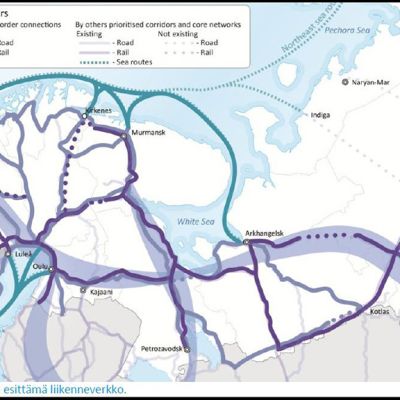 Havainnekuva Barentsin alueen liikenneverkkosuunnitelmasta
