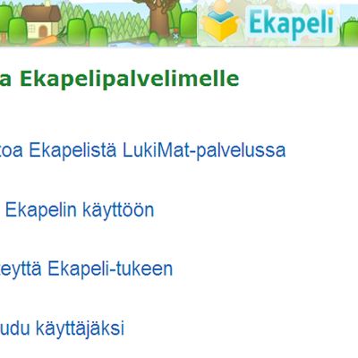 Ekapelin verkkoetusivu.