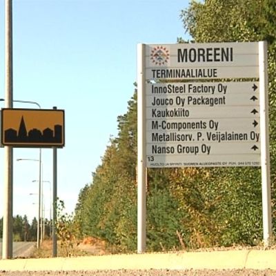Moreeni-alueen esittelykyltti.