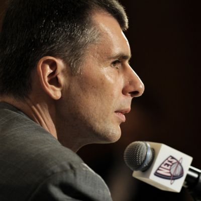 Metallimiljardööri Mikhail Prokhorov lehdistötilaisuudessa New Yorkissa 19. toukokuuta 2010.