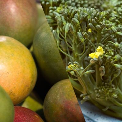 Mangoja ja broccolinia.