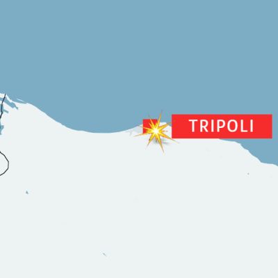 Kartta: Tripolissa tehtiin ilmaisku pidätyskeskukseen.