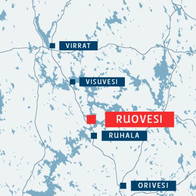 Kartassa Ruovesi ja ympäristöä.