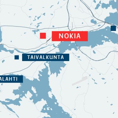 Vahalahti ja Taivalkunta sijaitsevat Nokian keskustan lounaispuolella.