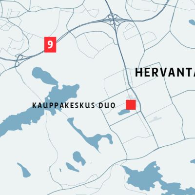 Kartta kauppakeskus DUO:n sijainnista