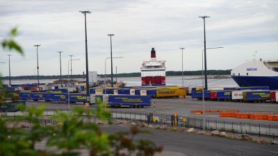Kryssningsfartyg i en hamn.